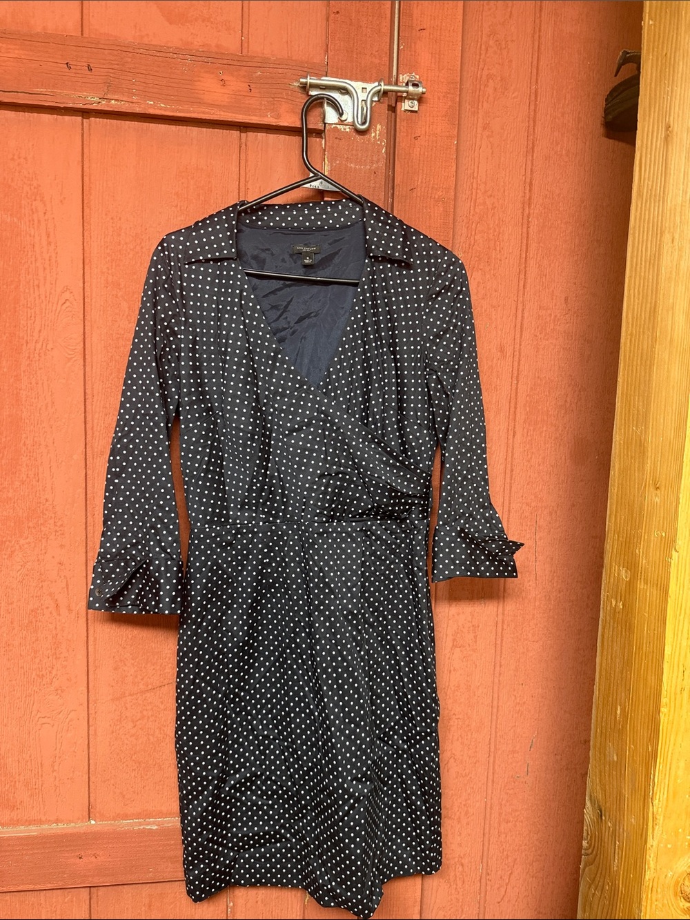 Ann Taylor Black Polka Dot Wrap Dress